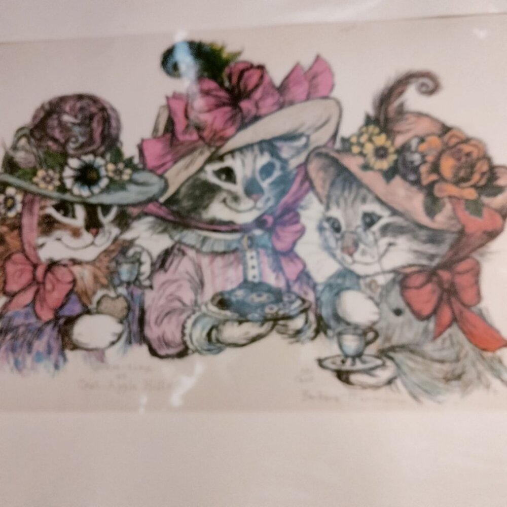 Cookie Time At Crab Apple Hill Print Barbara Hammon No 20 Signed Art Cats